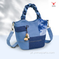 Bolsa balde versátil de artesanato étnico com patchwork